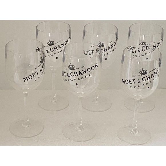 Moet & Chandon Champagne Clear Acrylic Party Goblets SET OF SIX (6)-USA SHIPPER - Picture 3 of 6